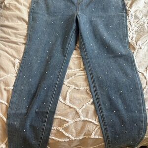 Lane Bryant Blue Skinny Jeans with Stud Accents